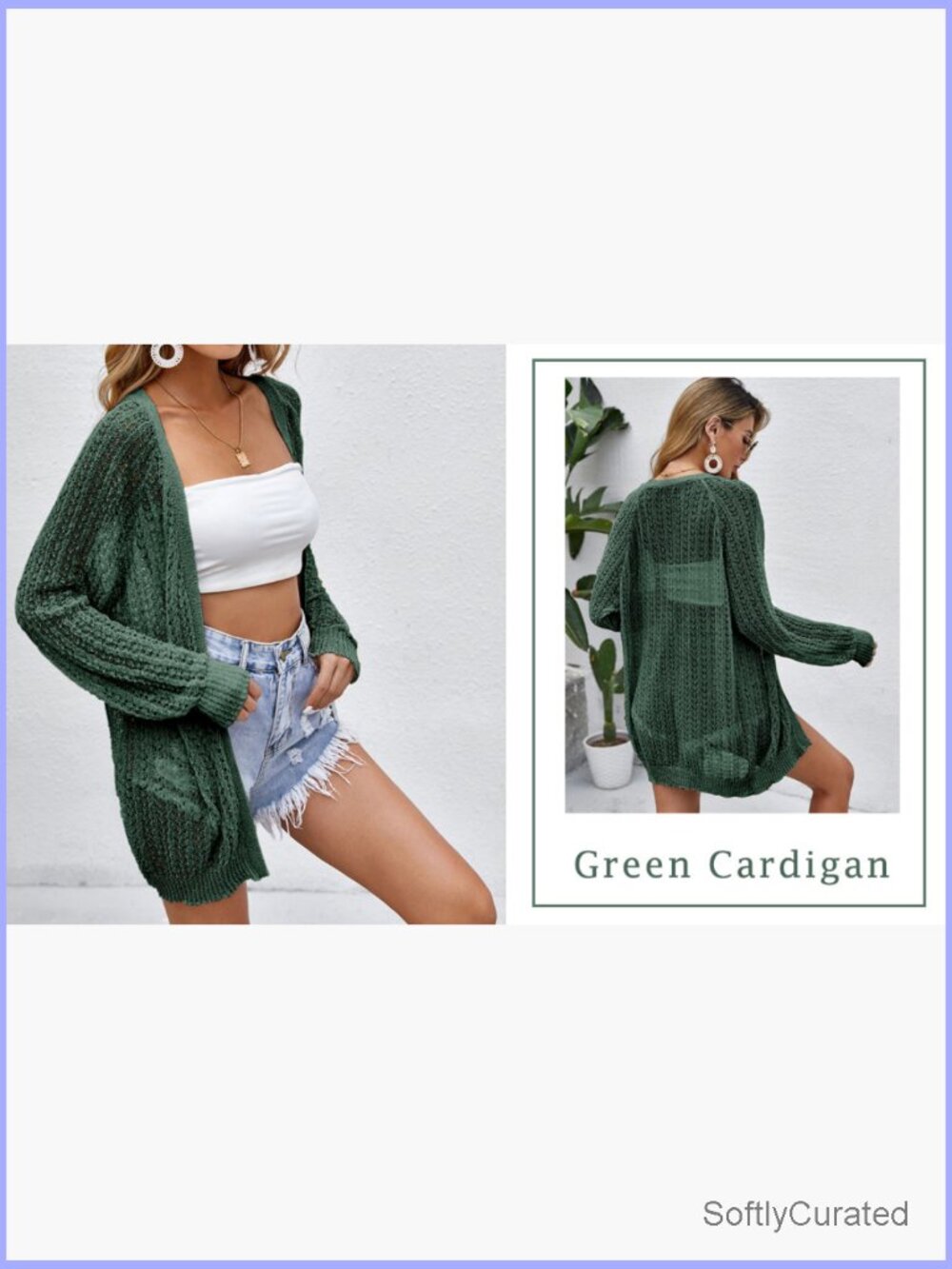 Crochet Lightweight Open Front Cardigan Long Sleeve Summer Cover Up - Picture 7 of 7